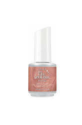 bottle of ibd Just Gel Polish Palermo metallic shimmer peachy pink nail lacquer