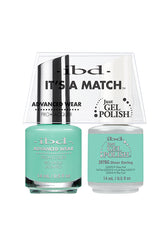 IBD It’s A Match gel and lacquer duo in Diner Darling, a retro teal green with cool blue undertones.