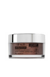 Front-facing 2 ounces clear glass container of ibd Dip & Sculpt Bronze Me Up printed with product details