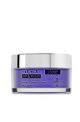 A 2 ounce see-through glass tub of ibd Dip & Sculpt Passport Purple printed with product name & description