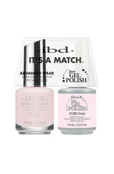 IBD It's A Match duo in Froze, featuring a pale pink Advanced Wear lacquer and Just Gel Polish for a delicate manicure look.