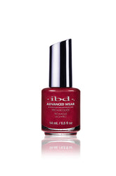 IBD Advanced Wear polish in Maui Sunset, a rich garnet red packed with ultra-fine shimmer for a glamorous, jewel-toned appearance.