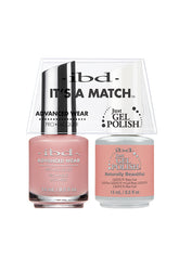 ibd It's a Match Naturally Beautiful nail polish and gel polish duo in a muted rose nude, 14mL each.