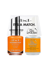 IBD It's A Match gel and lacquer duo in Brazen Beat, a bold neon orange that energizes any look.