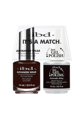 IBD It's A Match gel and lacquer duo in Catwalk Alley, a bold, near-black plum for a fierce, fashion-forward look.