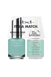 IBD It's A Match gel and lacquer duo in Hot Springs, a pale seafoam green that feels refreshing, clean, and spa-ready.