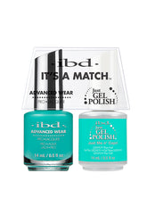 IBD It's A Match gel and lacquer duo in Just Me ‘n’ Capri, a lively turquoise with tropical energy and playful charm.