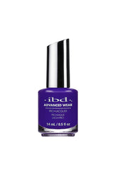 A 0.5 ounce clear glass bottle of ibd Advanced Wear Weeping Passport to Purple printed with product name & details