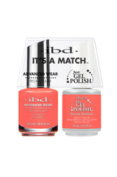 IBD It's A Match Duo in "Serene Slumber," featuring matching gel polish and lacquer in a soft coral shade.