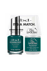 IBD ¡Oh Señorita! Nail Polish Set, a striking teal shade in both gel and lacquer with a smooth, high-gloss finish.