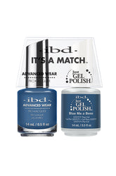IBD Blue Me a Beso Nail Polish Duo, a deep blue lacquer and gel polish set for a sophisticated and polished manicure.