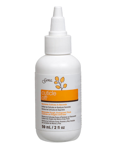 Front view of Gena nail cuticle remover in a white dropper bottle with labeled text