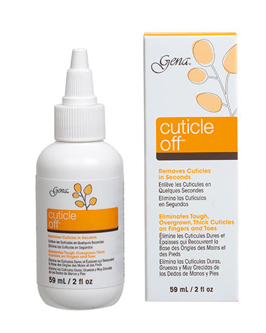 A closer demonstration of 2-ounce Gena Cuticle Off white container beside its packagng box with printed product details