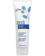 Front facing of 250 ml Gena Pedi Ice Gel tube bottle container featuring its printed product details 