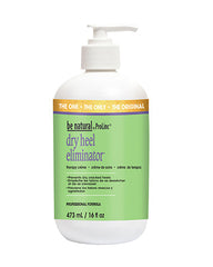 A forward facing 16 ounce bottle of ProLinc Dry Heel Eliminator featuring its label & pump top cap