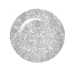 ibd Dip & Sculpt Powder in Silverlites swatch, a bright silver glitter swatch with radiant shine and dazzling sparkle.