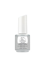 Frontal view of ibd Just Gel Polish Top Coat with 14 ml bottle flask with printed label text and product details