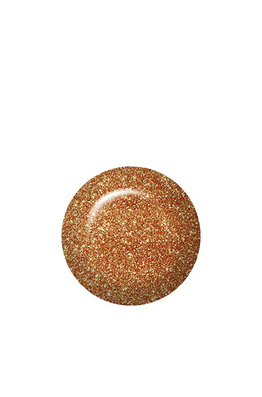 Swatch of IBD Just Gel Polish Moroccan Spice, a golden bronze glitter packed with dazzling warmth.