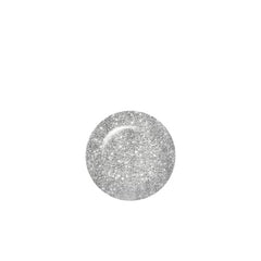 Swatch of IBD Just Gel Polish Silver Lites showing high-shine silver micro-glitter for dazzling nails.