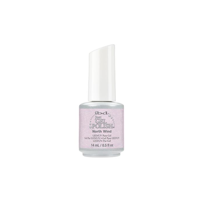 IBD Just Gel Polish North Wind in a frosty lilac glitter finish, ideal for a shimmering winter manicure.
