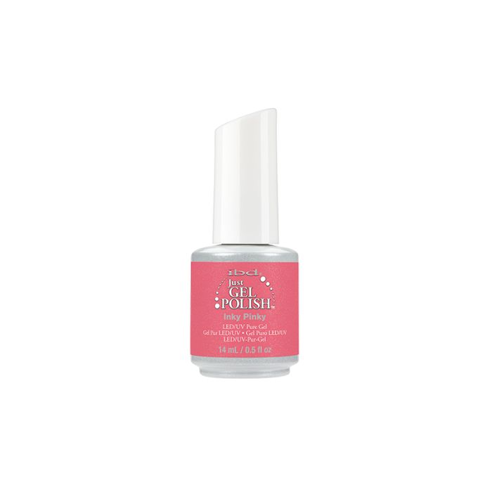 IBD Just Gel Polish in Inky Pinky, a bubblegum pink LED/UV gel polish with a fun, sparkly twist.