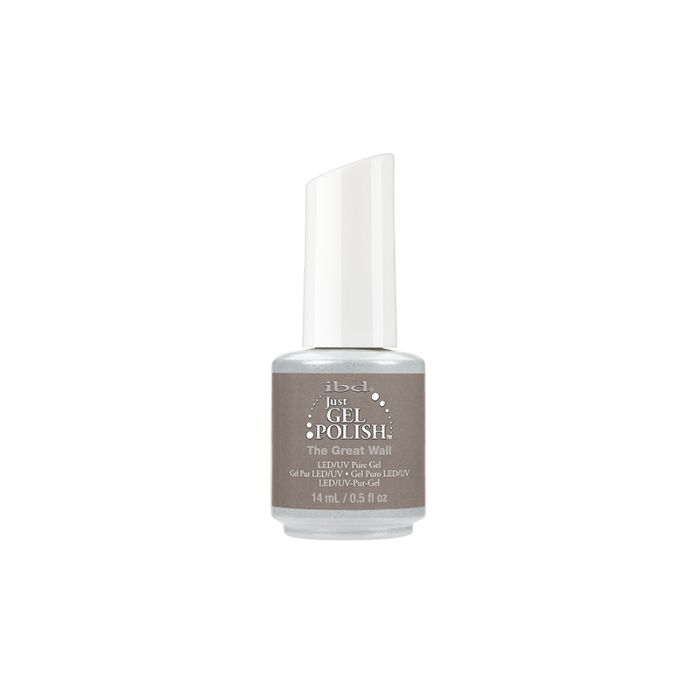 IBD Just Gel Polish in The Great Wall, a taupe-gray neutral gel perfect for sleek, understated nail looks.