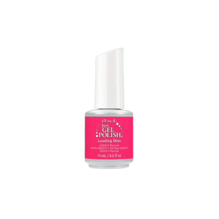 IBD Just Gel Polish in Leading Man, a bold hot pink gel color that cures under LED/UV light for salon-quality shine.