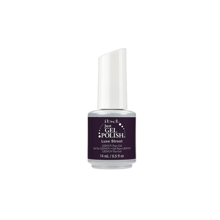 IBD Just Gel Polish Luxe Street rich plum gel polish with deep purple tones for elegant, LED/UV manicures.