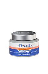 Front view of a 2 ounce grey plastic container of ibd French Xtreme Gel Pink Builder