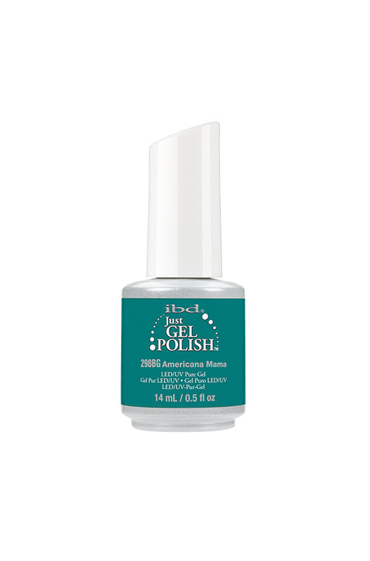Front view of a ibd Just Gel Polish Americana Mama 0.5 ounce glass bottle with white brush cap