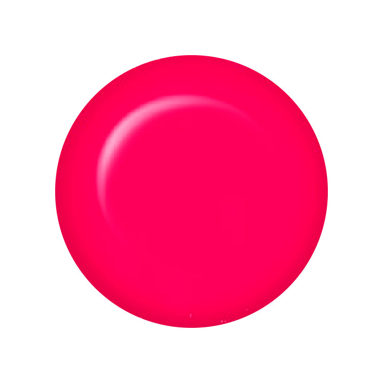Glossy bright pink shade sample color swatch in a button shape of nail coating lay in white color background