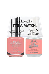 IBD It's A Match gel and lacquer duo in Vroom Service, a muted coral pink with soft peach undertones.