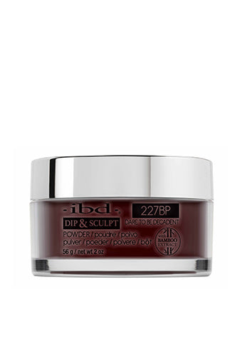 Front view of a 2-ounce glass container of ibd Dip & Sculpt Dare to be Decadent featuring its silver metallic twist cap