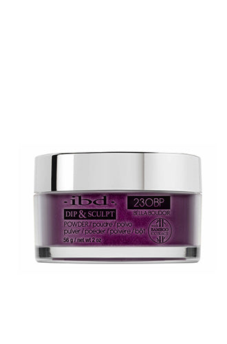 A clear 2 ounce glass container of ibd Dip & Sculpt Bella Boudoir featuring printed label 