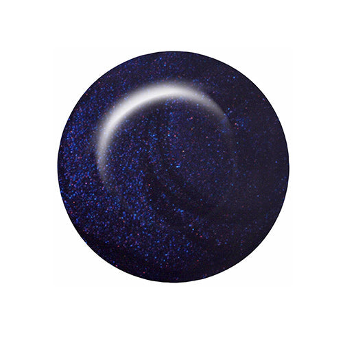 Circular swatch of ibd Dip & Sculpt Touch of Noir showing its dark color with bright glitter specks 