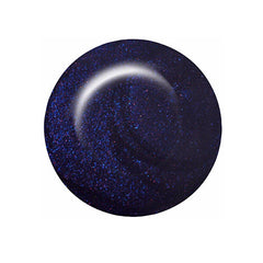 Circular swatch of ibd Dip & Sculpt Touch of Noir showing its dark color with bright glitter specks 