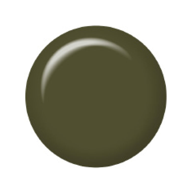 Swatch of IBD Apres Hours, a muted army green with creamy opacity and a cool, camo-inspired finish.