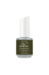IBD Just Gel Polish in Après Hours, a rich olive green shade perfect for bold, earthy and fashion-forward nail looks.