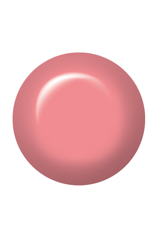Swatch of IBD Flowerful, a bright rose-coral crème that brings sunny warmth to any look.