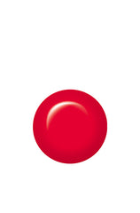 Swatch of IBD Burning Flame, a neon red cream with pink undertones for a bright and bold pop of rebellious color.