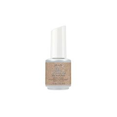 IBD Dip Your Toes Gel Polish in sparkling champagne nude, ideal for glittery manicures with a golden shimmer finish.