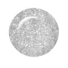ibd Just Gel Polish Silver Lites swatch with fine silver glitter for sparkling, multidimensional nail designs and accents.