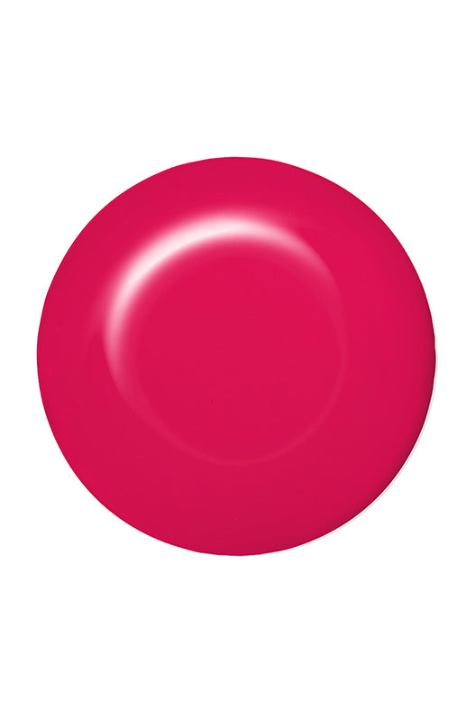 Swatch of IBD Flirty Flamenco, a bright hot pink crème with a glossy finish for a vibrant, statement-making manicure.