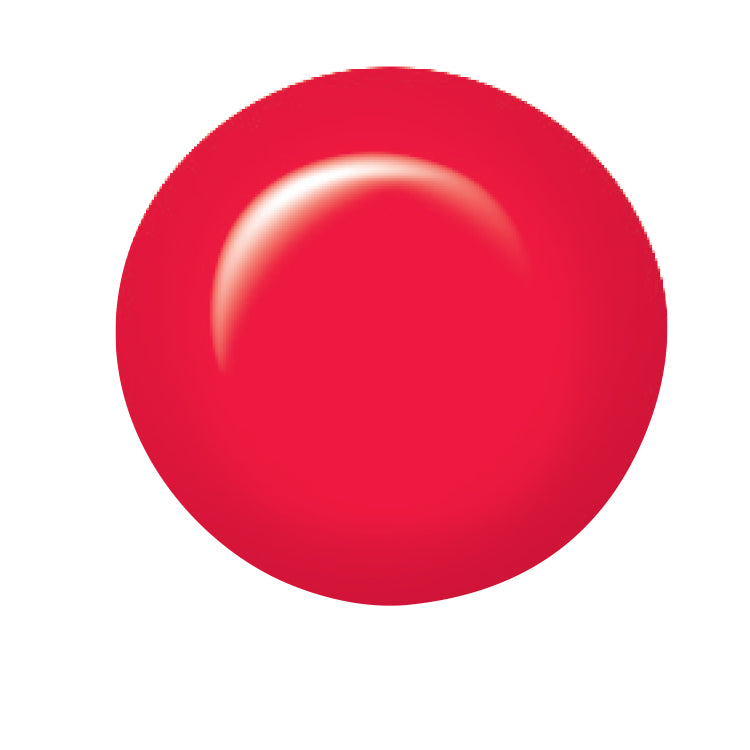 Swatch of IBD Burning Flame, a vibrant hot red with a glossy cream finish that makes a bold statement.