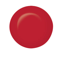 Swatch of IBD Lucky Red, a medium red polish with balanced undertones and a sleek cream finish.
