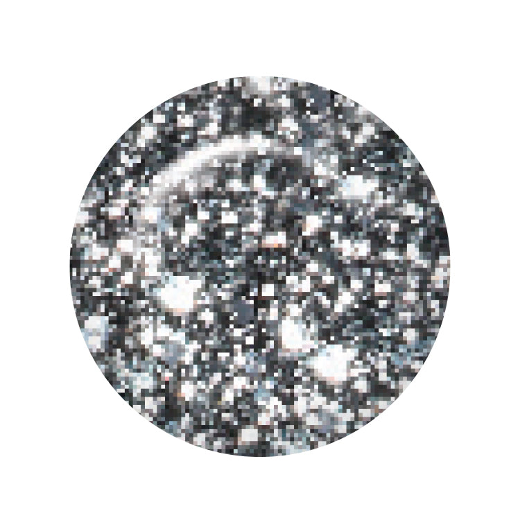 Swatch of IBD Polar Sky, a bold silver-charcoal glitter with cosmic sparkle and multi-dimensional shine.
