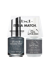 IBD It's A Match gel and lacquer duo in Polar Sky, a galactic gunmetal glitter with dazzling icy tones.