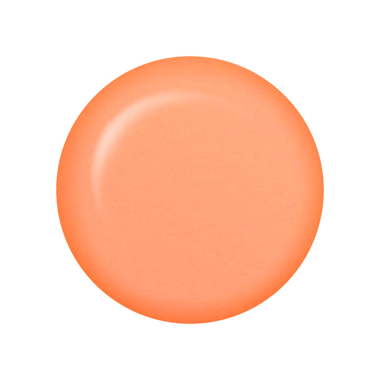 A luscious, romantic peach color swatch in a button shape isolated in the white setting backdrop
