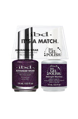 1 pack capped bottle of ibd Advanced Wear Color Duo Midnight Martinis variant with product label information