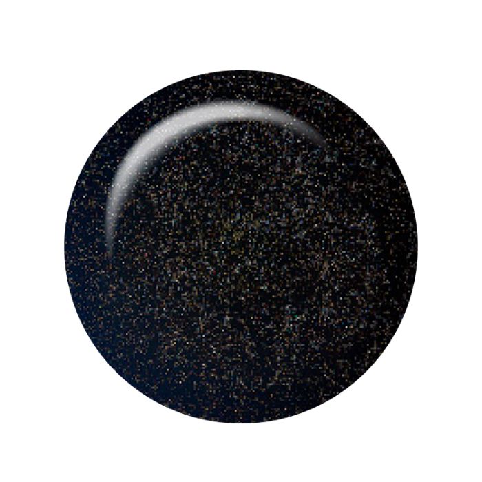 IBD Just Gel Polish Viva La Noche swatch in black with holographic glitter, perfect for dazzling manicures.